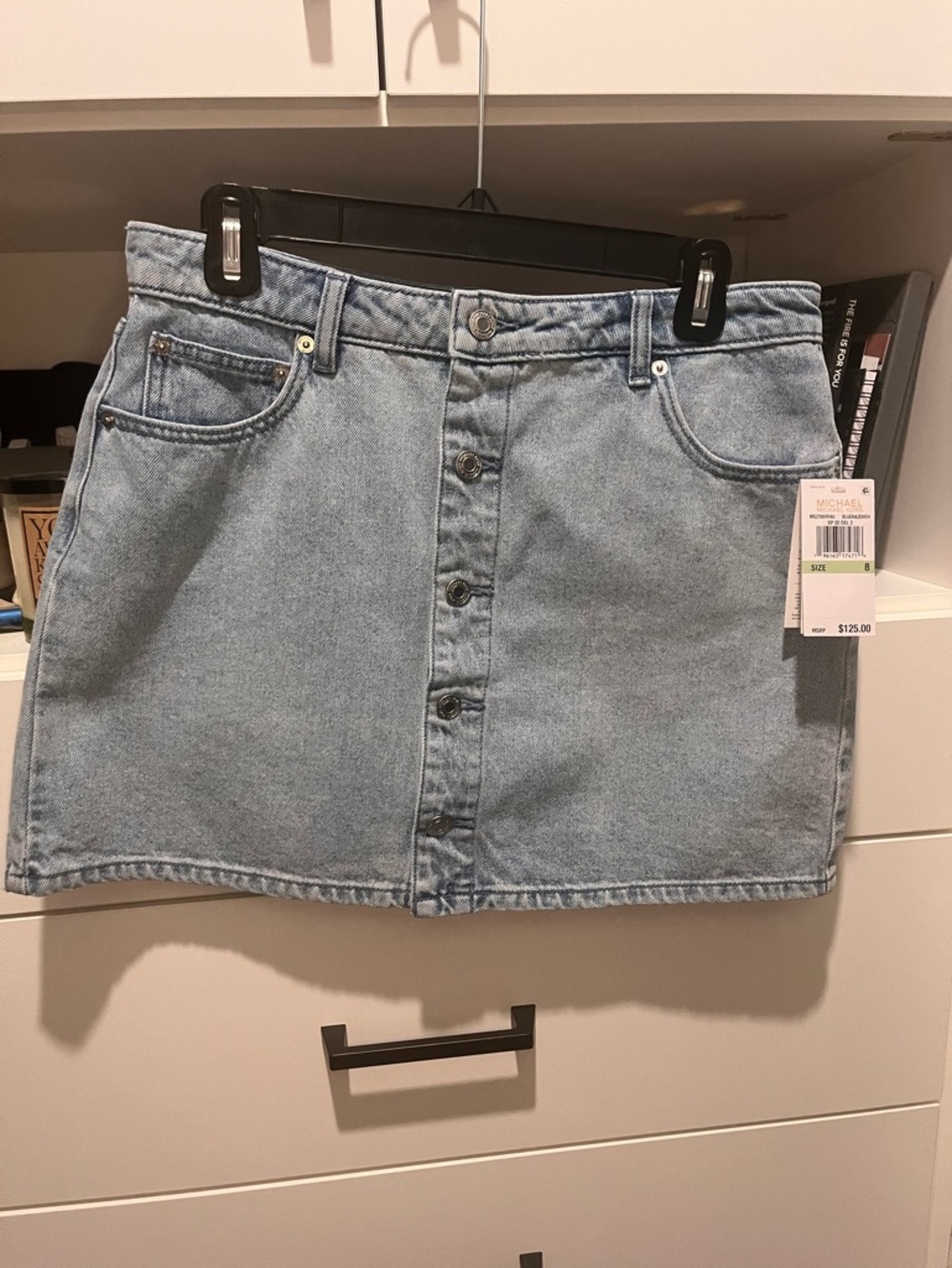 Michael Kors bluehaze wash, Button-Front Denim Skirt